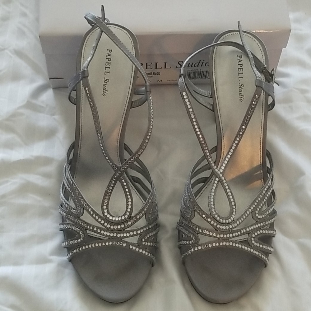Pappell Studios Annabel Pewter Strappy Heels